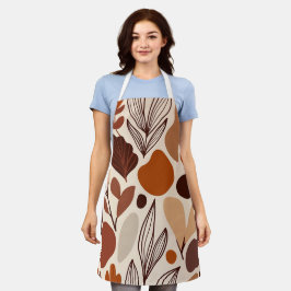 Bruine Abstracte Organische Vormen Print All-Over  Schort