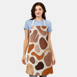 Bruine Abstracte Organische Vormen Print All-Over  Schort