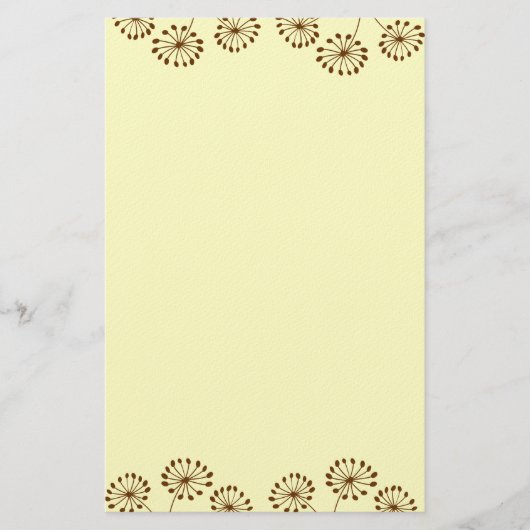 Bruine Abstracte Paardenbloem Bloemmotief Briefpapier (Voorkant)