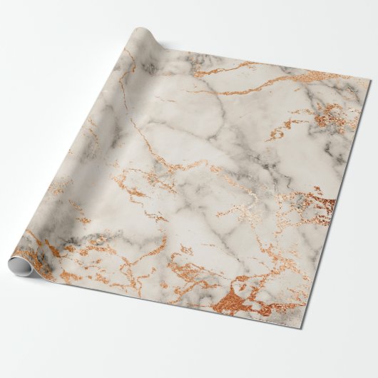 Bruine accenten en wit abstract patroon cadeaupapier (Uitgerold)