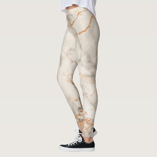 Bruine accenten en wit abstract patroon leggings (Links)