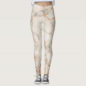 Bruine accenten en wit abstract patroon leggings (Voorkant)