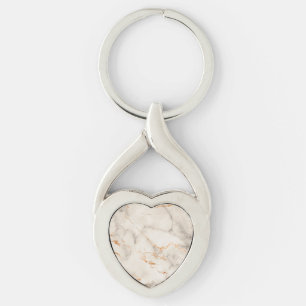 Bruine accenten en wit abstract patroon sleutelhanger