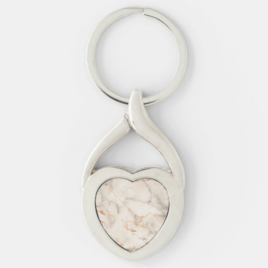 Bruine accenten en wit abstract patroon sleutelhanger (Voorkant)