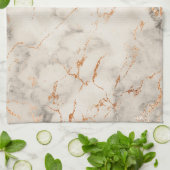 Bruine accenten en wit Abstract patroon Theedoek (Gevouwen)