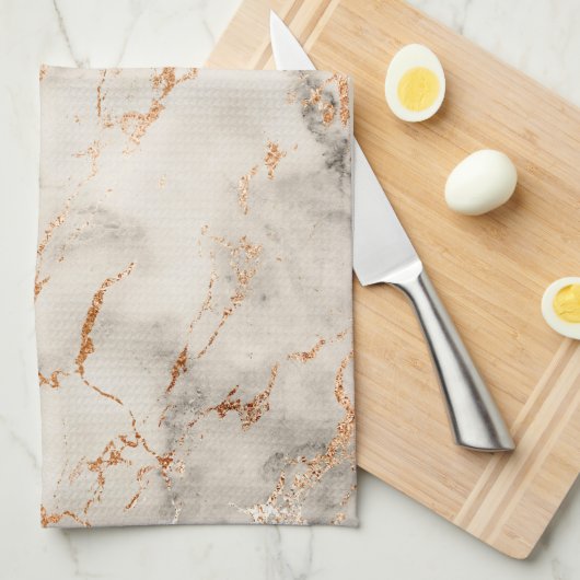 Bruine accenten en wit Abstract patroon Theedoek (Quarter Fold)