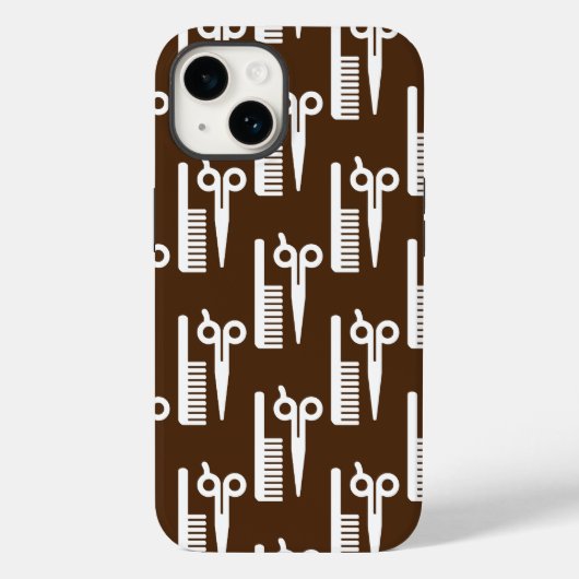 Bruine achtergrond-schaar met wolhaarstijl Case-Mate iPhone case (Achterkant)