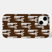 Bruine achtergrond-schaar met wolhaarstijl Case-Mate iPhone case (Achterkant (horizontaal))