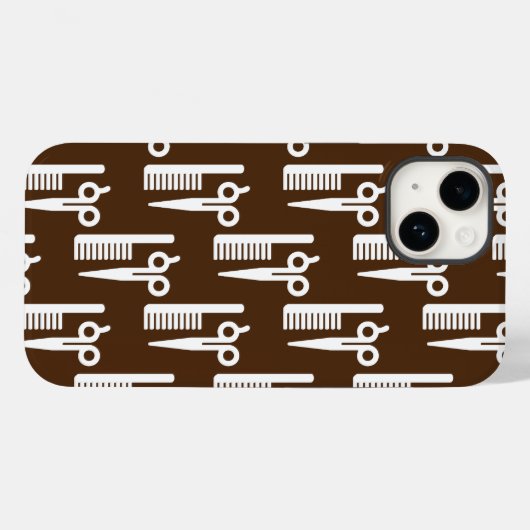 Bruine achtergrond-schaar met wolhaarstijl Case-Mate iPhone case (Achterkant (horizontaal))