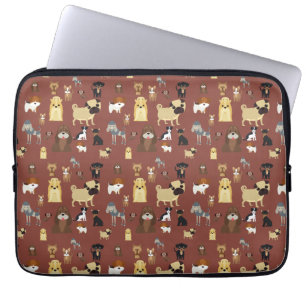 bruine achtergrondhonden patroon. laptop sleeve