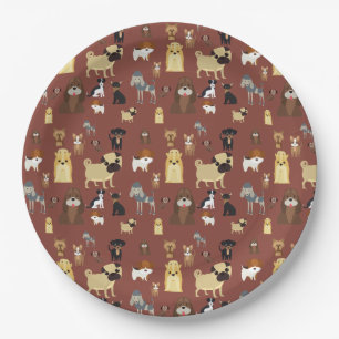 bruine achtergrondhonden patroon. papieren bordje