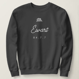 Bruine achternaam met datum en handtekening sweats trui