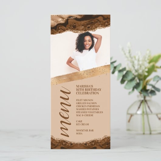 Bruine Agaat Foto Menukaart (Staand voorkant)