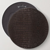 Bruine alligator huidtextuur ronde button 6,0 cm (Voorkant /achterkant)