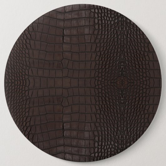 Bruine alligator huidtextuur ronde button 6,0 cm (Voorkant)