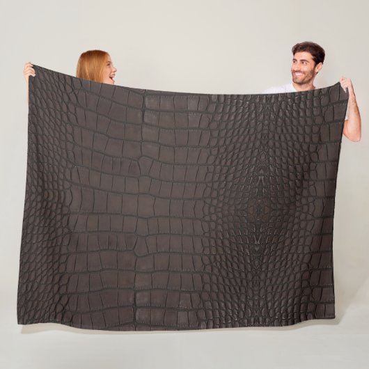 Bruine alligator textuur print fleece deken (In situ)