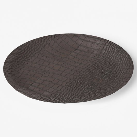 Bruine alligator textuur print papieren bordje (Gekanteld)