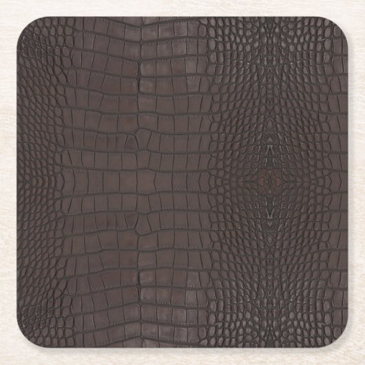Bruine Alligator Textuurprint Kartonnen Onderzetters (Voorkant)