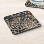 Bruine Amerikaanse Alligator Leer Lederen Print Drankjes Onderzetter (Linkerzijde)