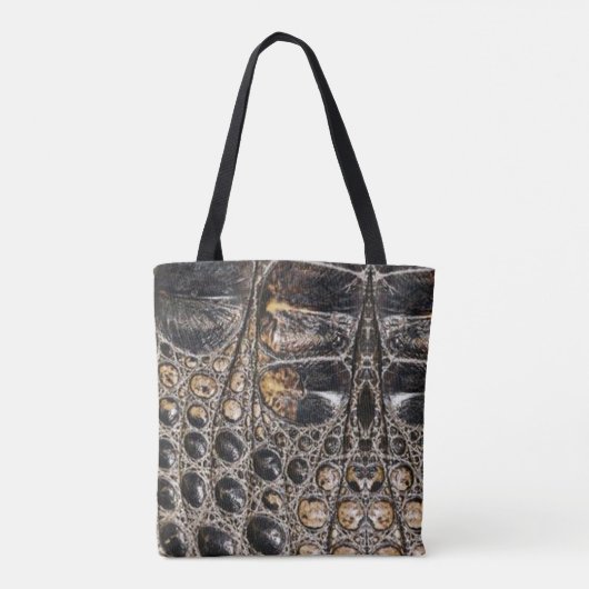 Bruine Amerikaanse Alligator Leer Textuur Tote Bag (Achterkant)