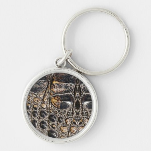 Bruine Amerikaanse Alligator Leerprint Sleutelhanger (Voorkant)