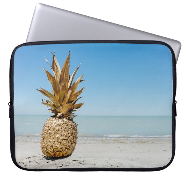 Bruine anananasappelvruchten op de kust laptop sleeve (Voorkant)