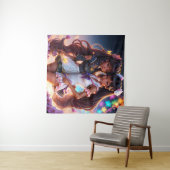 Bruine Anime Meisjes Kleurrijke Kunst Wandkleed (In Situ (horizontaal))