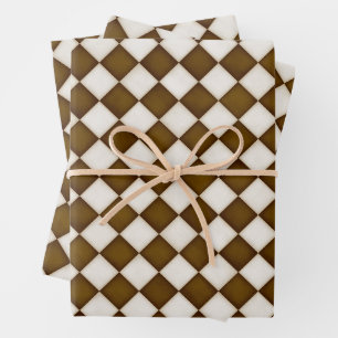 Bruine & Antieke Witte Diamanten Inpakpapier Vel