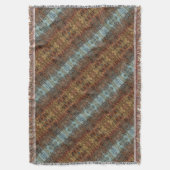 Bruine Aqua en Oranje Tribal Abstract Gestreept Deken (Voorkant Verticaal)