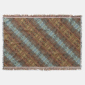 Bruine Aqua en Oranje Tribal Abstract Gestreept Deken (Voorkant)