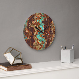 Bruine Aqua Turquoise Groene Geode Marmer Kunst Grote Klok