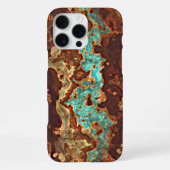 Bruine Aqua Turquoise Groene Geode Marmer Kunst iPhone Hoesje (Achterkant)