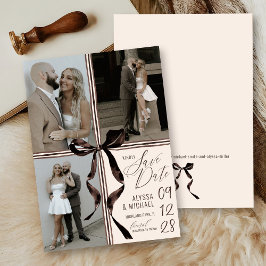 Bruine Aquarel Boog Modern 3 Foto Ivoor Trouwfeest Save The Date
