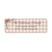 Bruine Aquarel Gingham Retouradres Etiket (Voorkant)