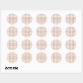 Bruine Aquarel Gingham Retouradres Ronde Sticker (Vel)