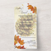 Bruine Aquarel Herfst All In One Uitnodiging (Binnen)