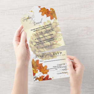 Bruine Aquarel Herfst All In One Uitnodiging