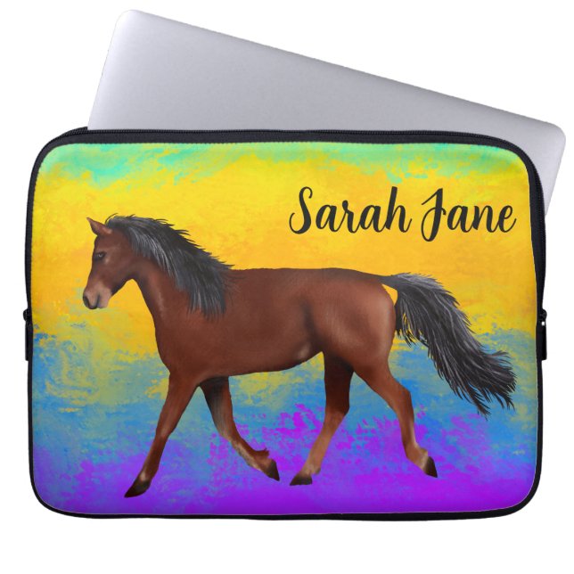 Bruine Arabische Paard Laptop Sleeve (Voorkant)