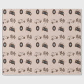 Bruine auto's decoratief patroon cadeaupapier (Vlak)