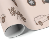 Bruine auto's decoratief patroon cadeaupapier (Rol Hoek)