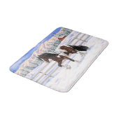 Bruine baai met zigeunerbanner ontwerppaard in sne badmat (Gekanteld)