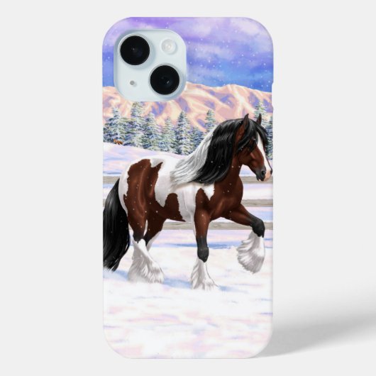 Bruine baai met zigeunerbanner ontwerppaard in sne Case-Mate iPhone case (Achterkant)