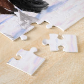 Bruine baai met zigeunerbanner ontwerppaard in sne legpuzzel (Zijkant)