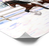 Bruine baai met zigeunerbanner ontwerppaard in sne poster (Hoek)