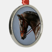 Bruine Baai Oldenburg Paardenportret Metalen Ornament (Rechts)