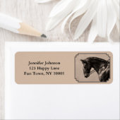 Bruine Baai Oldenburg Paardenportret Sepia Etiket (Insitu)