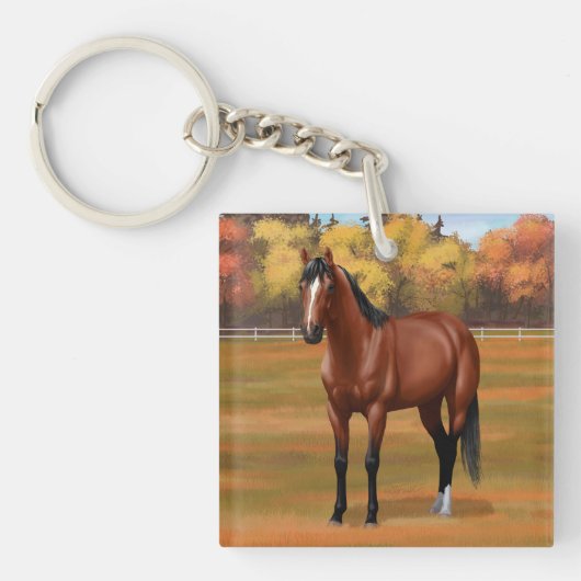 Bruine baai Quarter Horse Stallion Sleutelhanger (Voorkant)