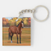 Bruine baai Quarter Horse Stallion Sleutelhanger (Achterkant)