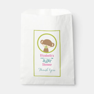 Bruine Baby-aap met Pacifier Baby shower Bedankt Bedankzakje