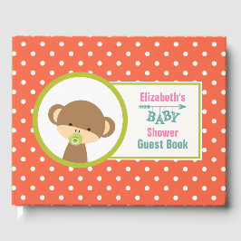 Bruine Baby-aap met Pacifier-Baby shower Gastenboek